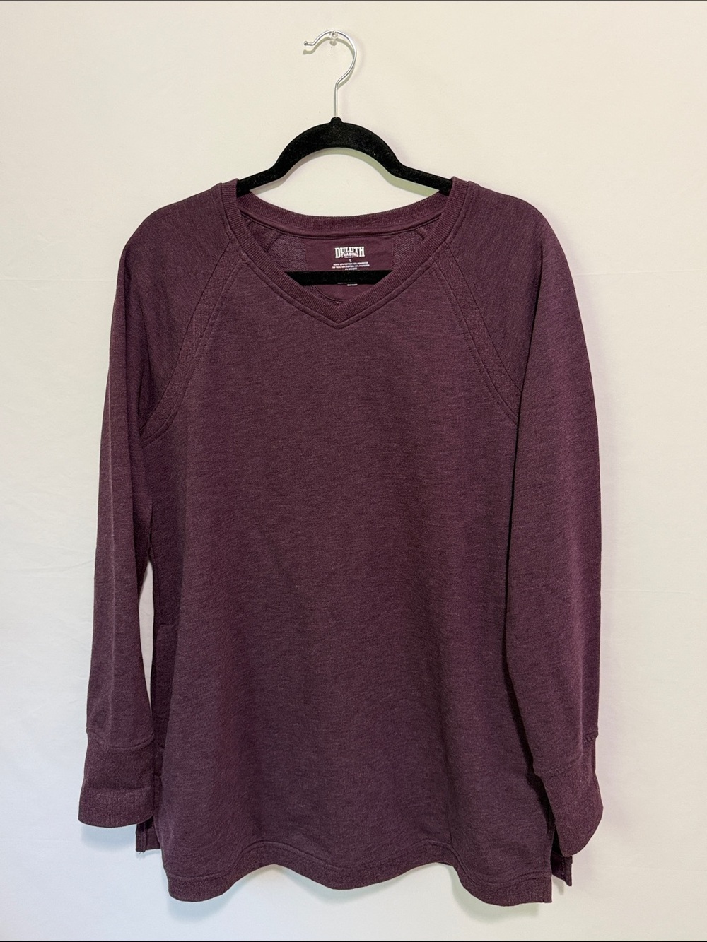 Duluth Trading Long Sleeve tunic sweatshirt Top in Plum